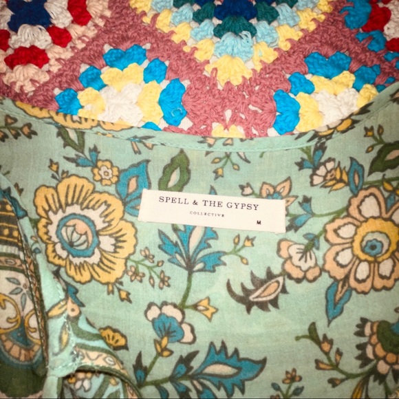 SPELL & THE GYPSY Folk Song House Gown Turquoise M NWT - Picture 7 of 9